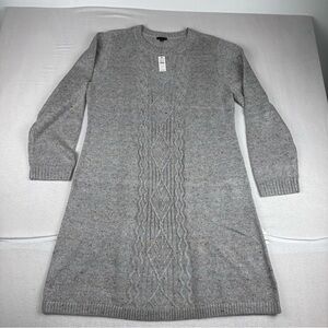 New! Talbots Gray Speckle Knit Sweater Dress Size XL Long Sleeve Minimalist